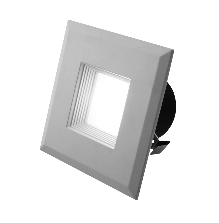 3" Square LED Downlight, DQR3-10-120-2K-WH-BF, 480 Lumens, 2700K.