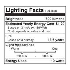 Smart WiFi LED A19, LIS-A1000, 800 Lumens.