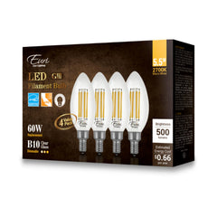 LED Candelabra, VB10-3020cec-4, 500 Lumens , 2700K, 60W Equivalent.