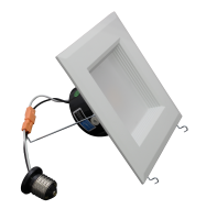 5" Square LED Downlight, DQR5-10-120-2K-WH-BF, 1103 Lumens, 2700K.