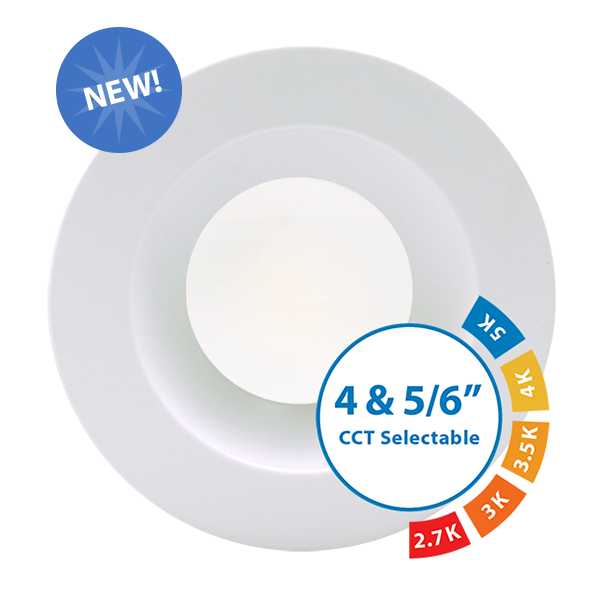 Nicor DLR4607120SWH, 4" LED Downlight, 700 Lumens, CCT Selectable.